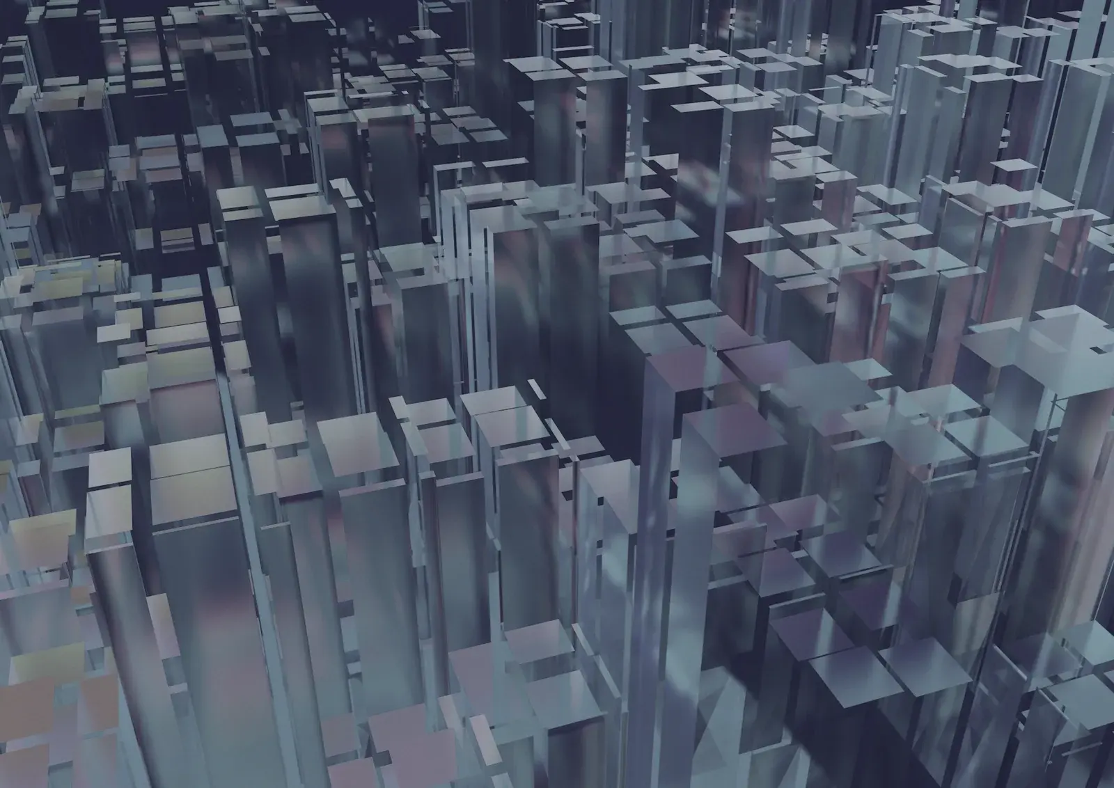Structure abstraite de blocs translucides bleutés
